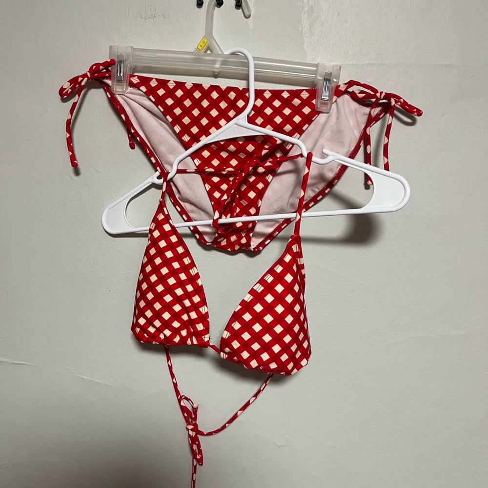 OP Red and White Plaid Bikini